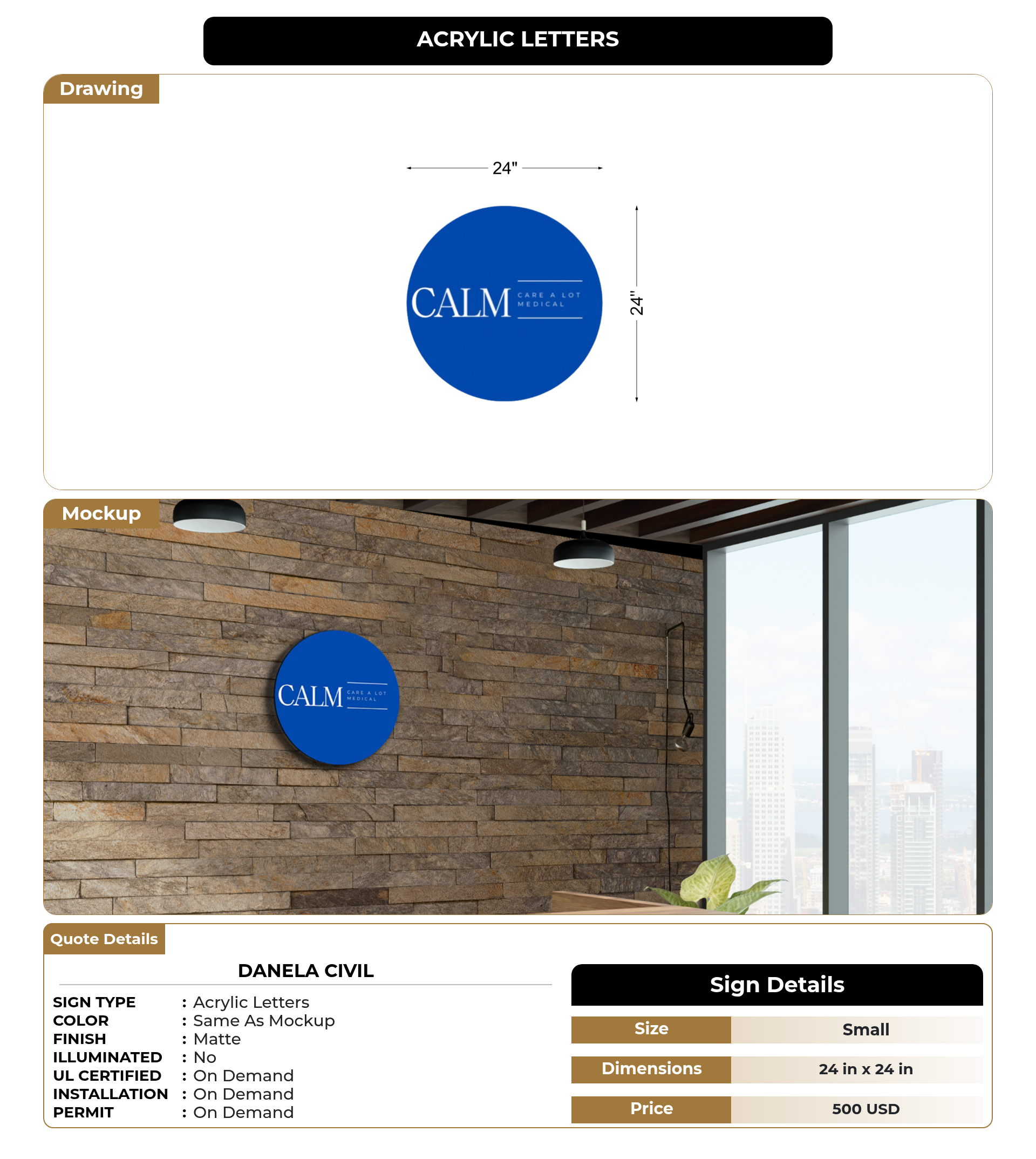 CUSTOM MOCKUP SIGN FOR Danela Civil – Signize