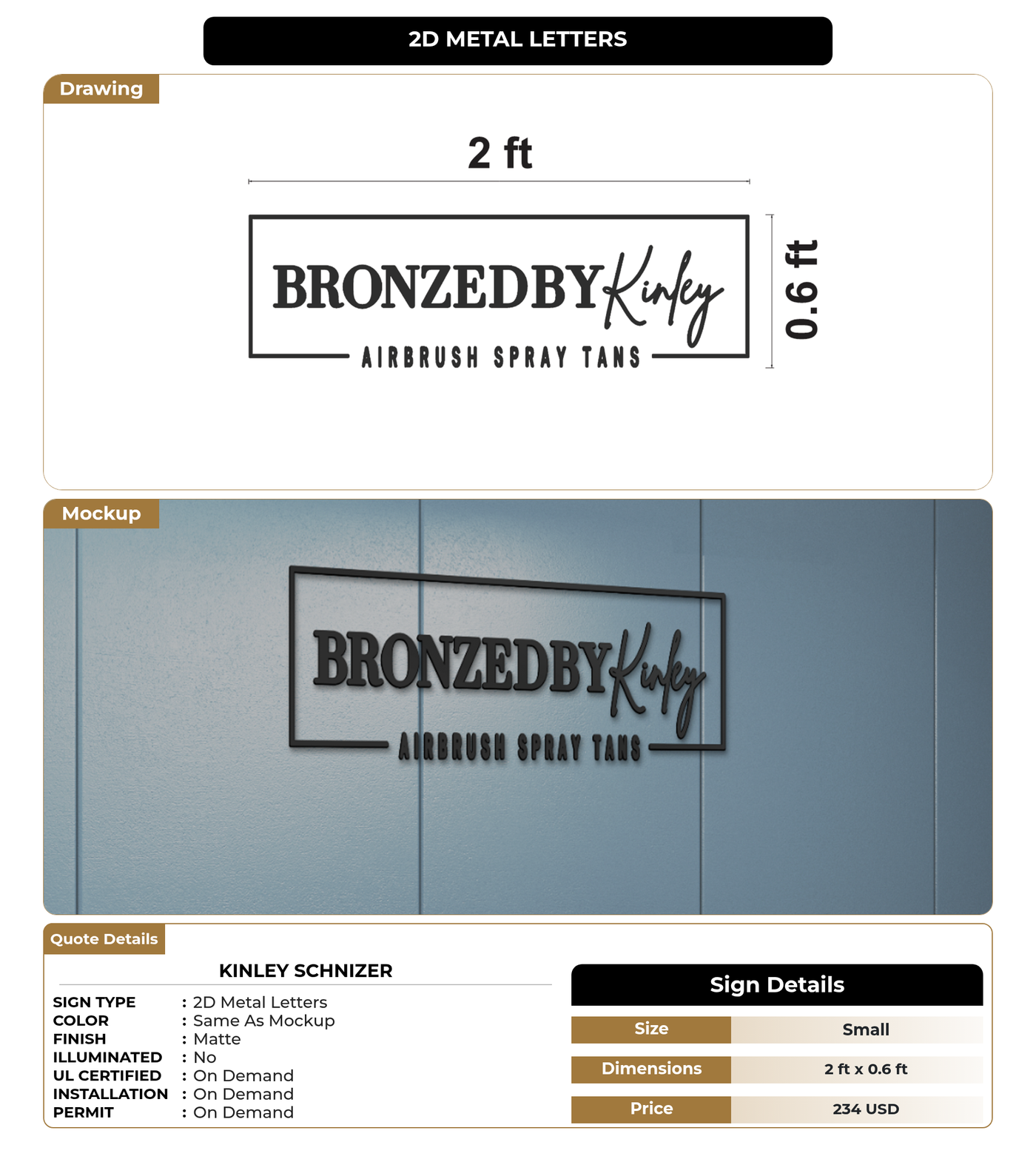 CUSTOM MOCKUP SIGN FOR Kinley  Schnizer