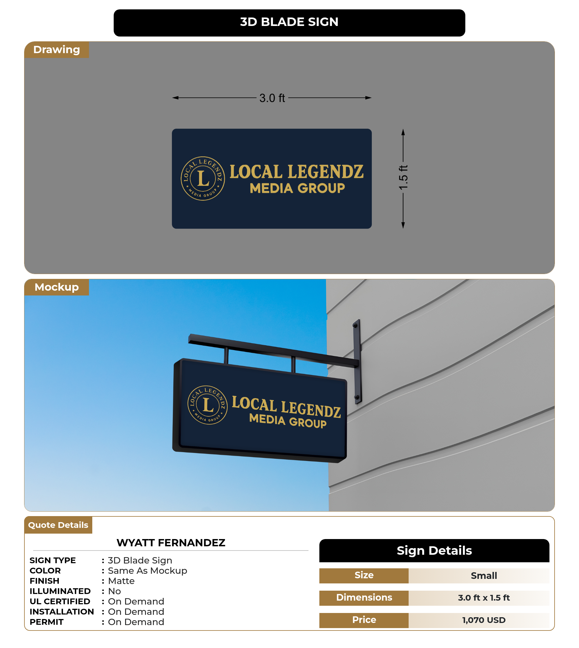 CUSTOM MOCKUP SIGN FOR Wyatt Fernandez – Signize