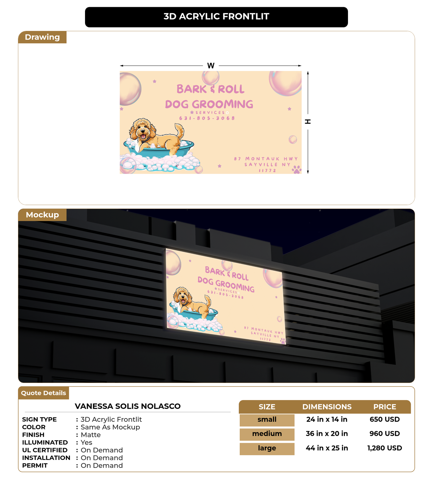 CUSTOM MOCKUP SIGN FOR vanessa solis nolasco