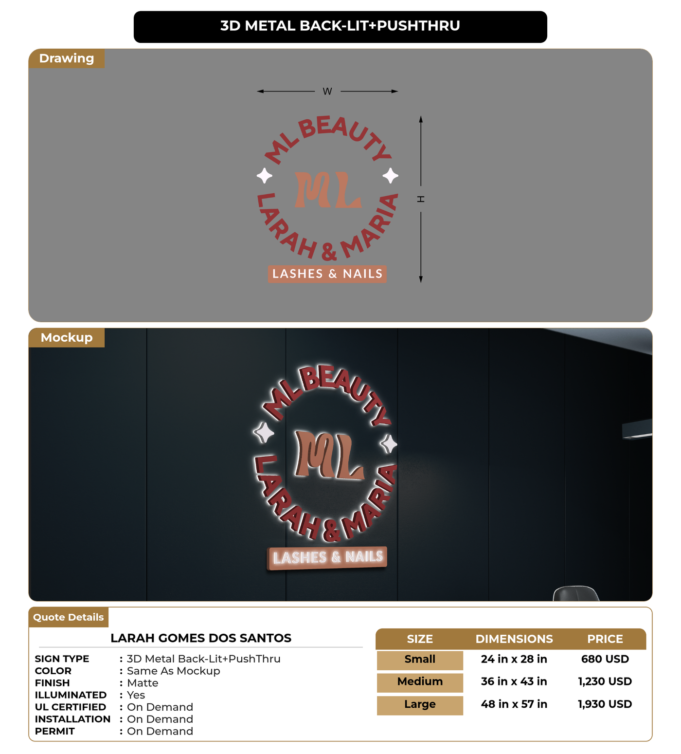 CUSTOM MOCKUP SIGN FOR Larah Gomes Dos Santos