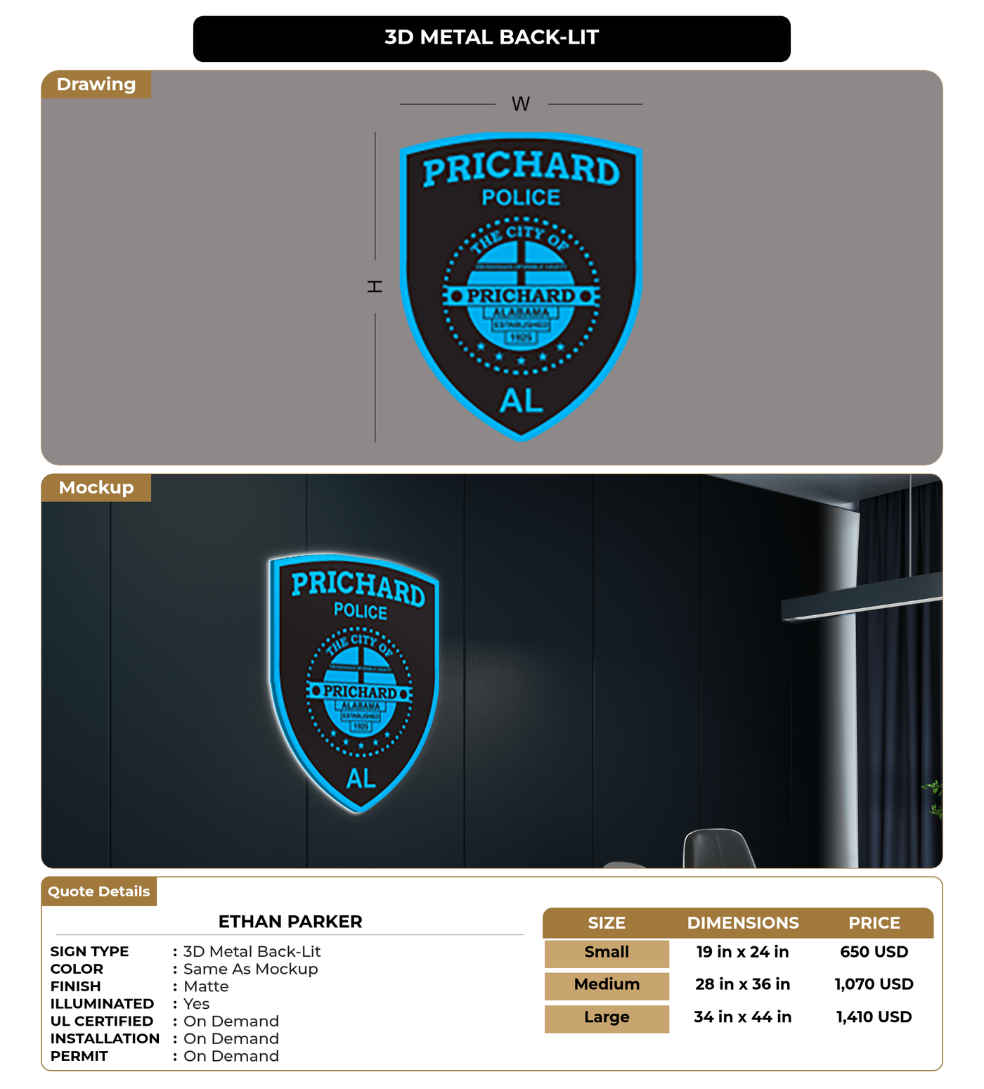 CUSTOM MOCKUP SIGN FOR Ethan Parker
