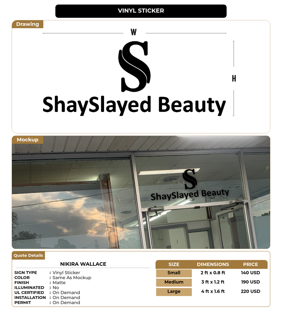 CUSTOM MOCKUP SIGN FOR Nikira Wallace