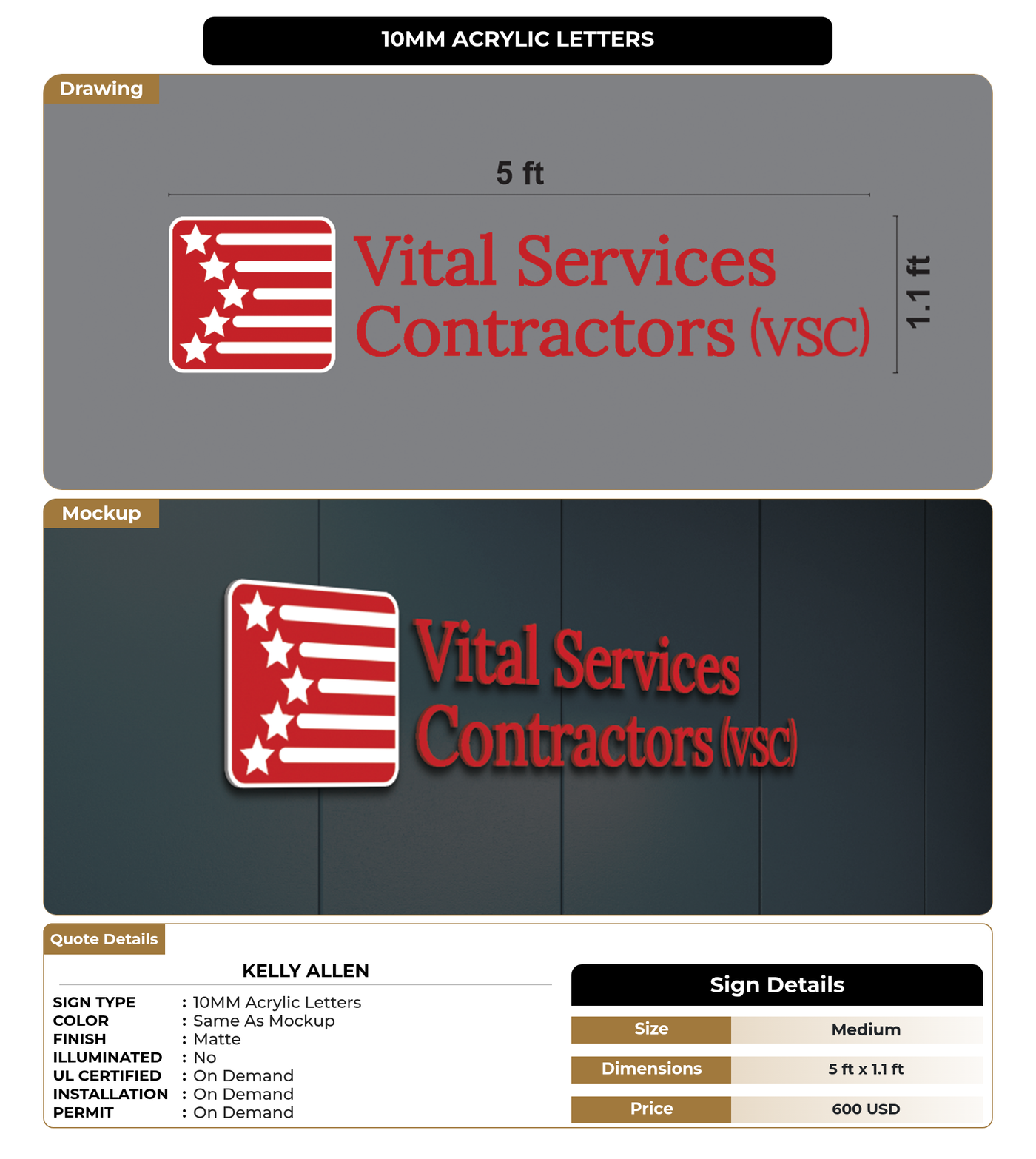CUSTOM MOCKUP SIGN FOR Kelly Allen