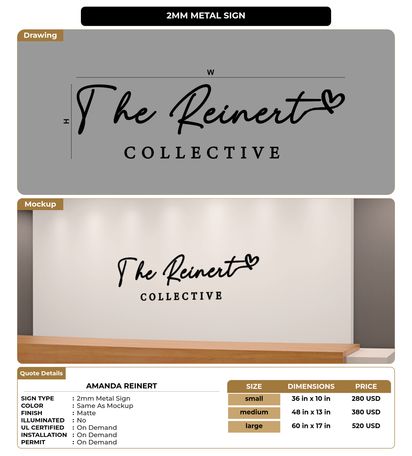 CUSTOM MOCKUP SIGN FOR Amanda Reinert