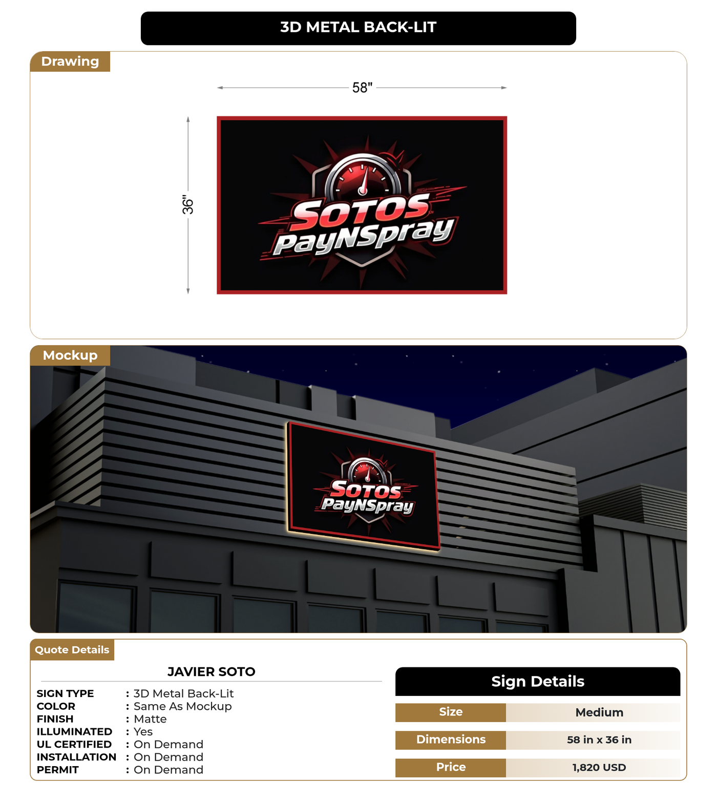 CUSTOM MOCKUP SIGN FOR Javier Soto