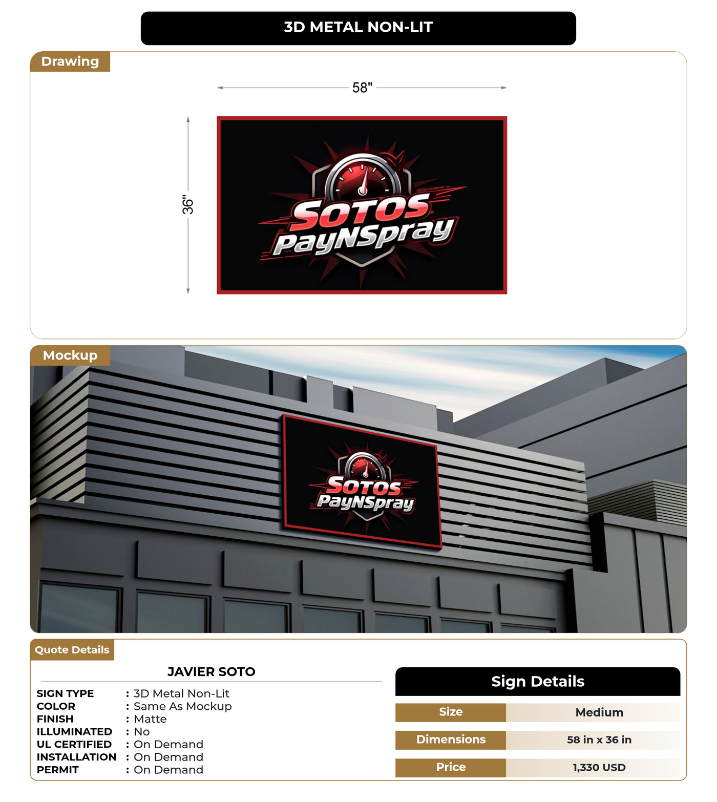 CUSTOM MOCKUP SIGN FOR Javier Soto