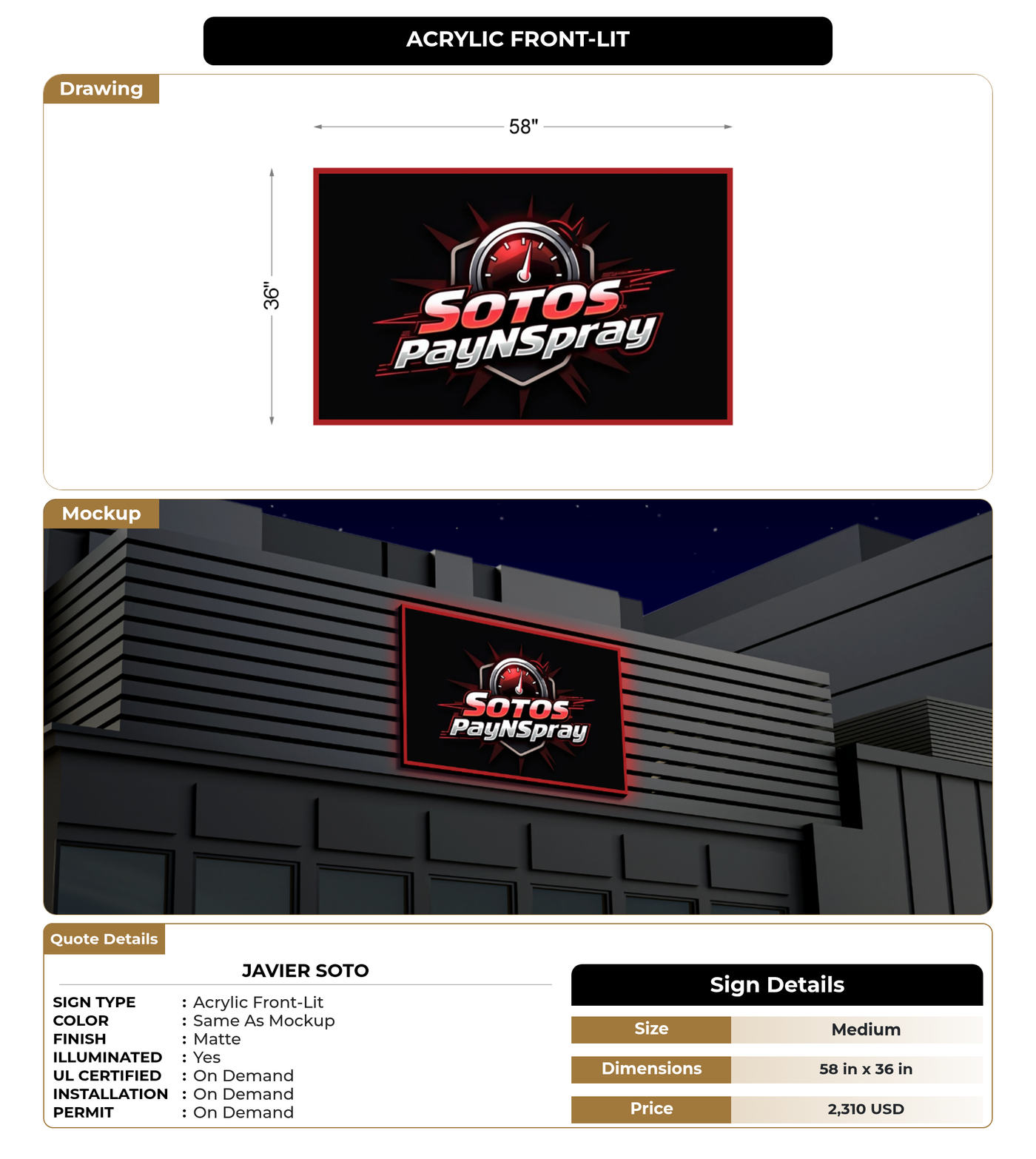 CUSTOM MOCKUP SIGN FOR Javier Soto
