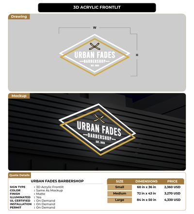 CUSTOM MOCKUP SIGN FOR Urban Fades Barbershop