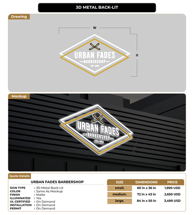 CUSTOM MOCKUP SIGN FOR Urban Fades Barbershop