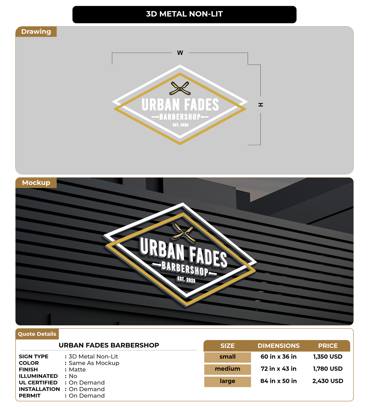CUSTOM MOCKUP SIGN FOR Urban Fades Barbershop