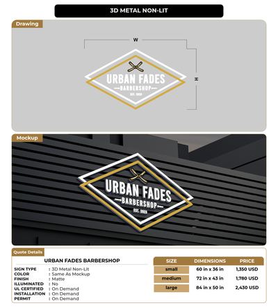 CUSTOM MOCKUP SIGN FOR Urban Fades Barbershop