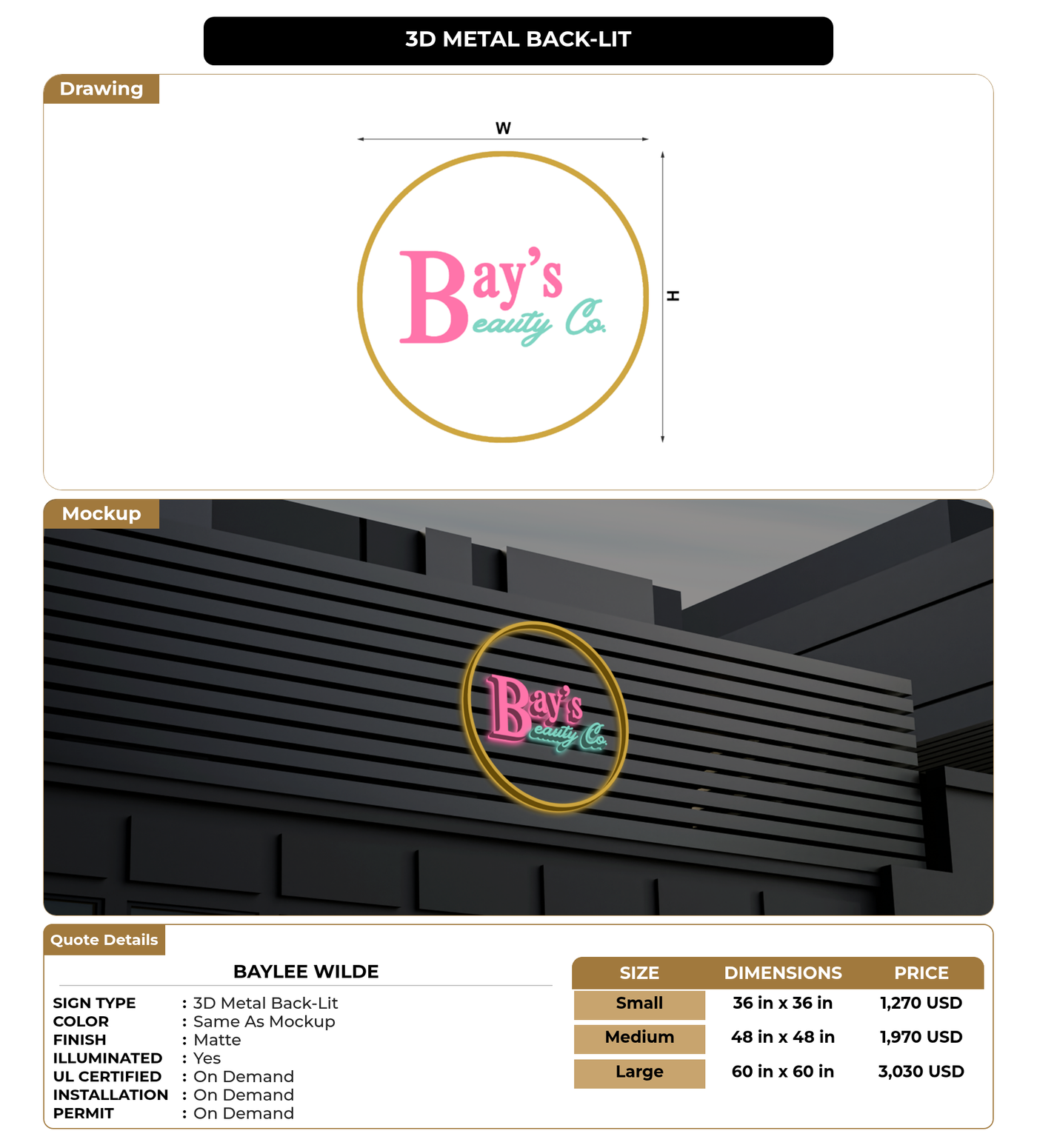 CUSTOM MOCKUP SIGN FOR Baylee Wilde