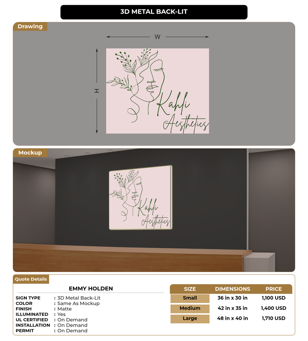 CUSTOM MOCKUP SIGN FOR Emmy Holden