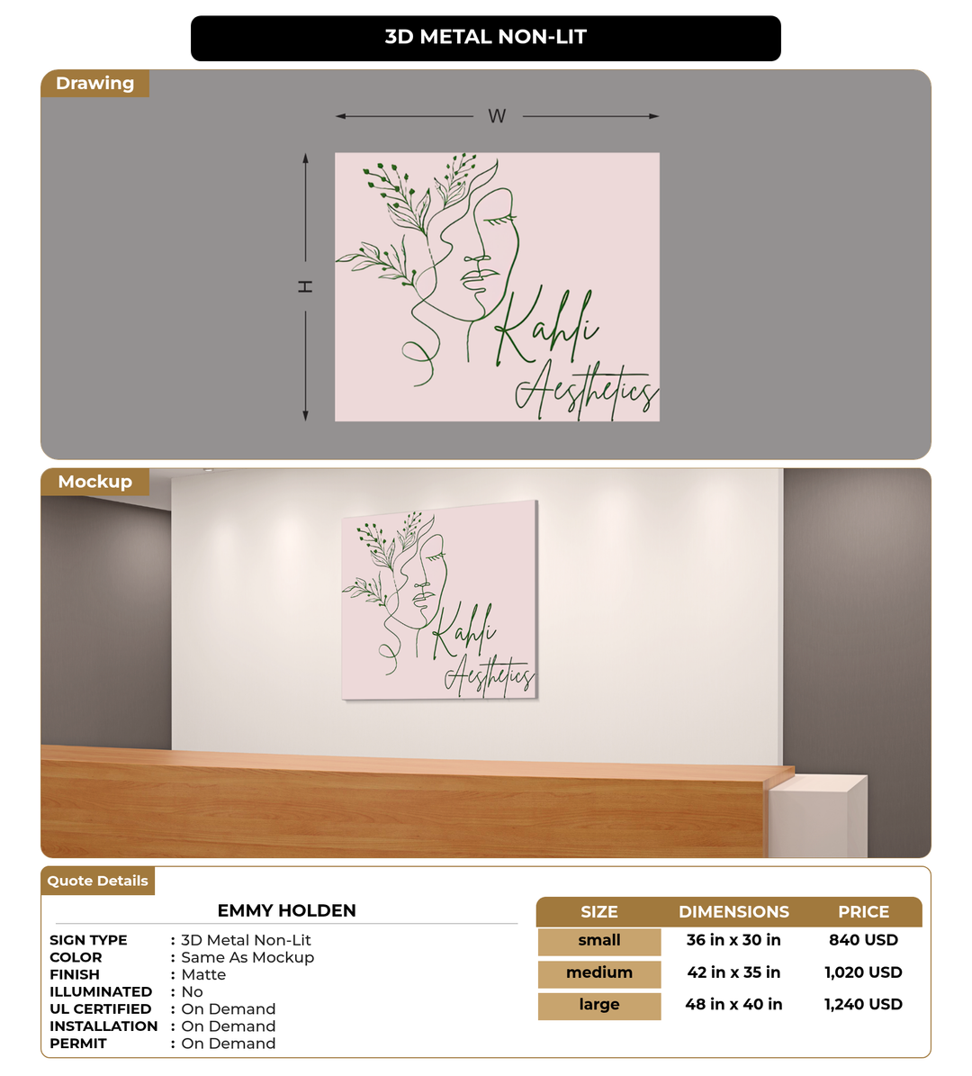 CUSTOM MOCKUP SIGN FOR Emmy Holden