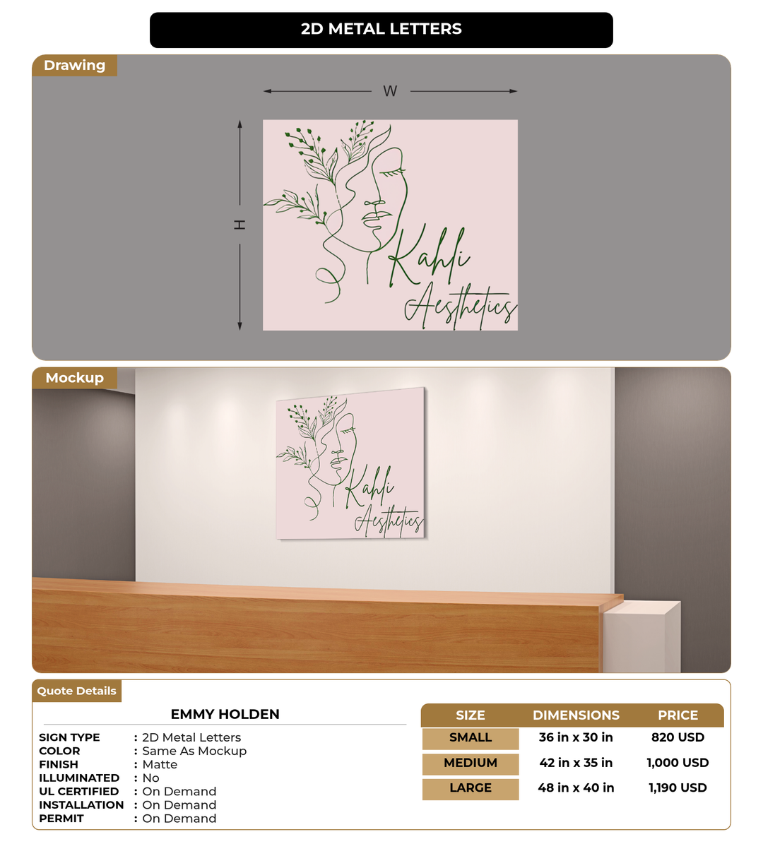 CUSTOM MOCKUP SIGN FOR Emmy Holden