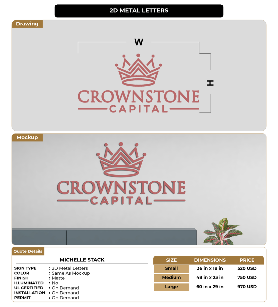 CUSTOM MOCKUP SIGN FOR Michelle Stack