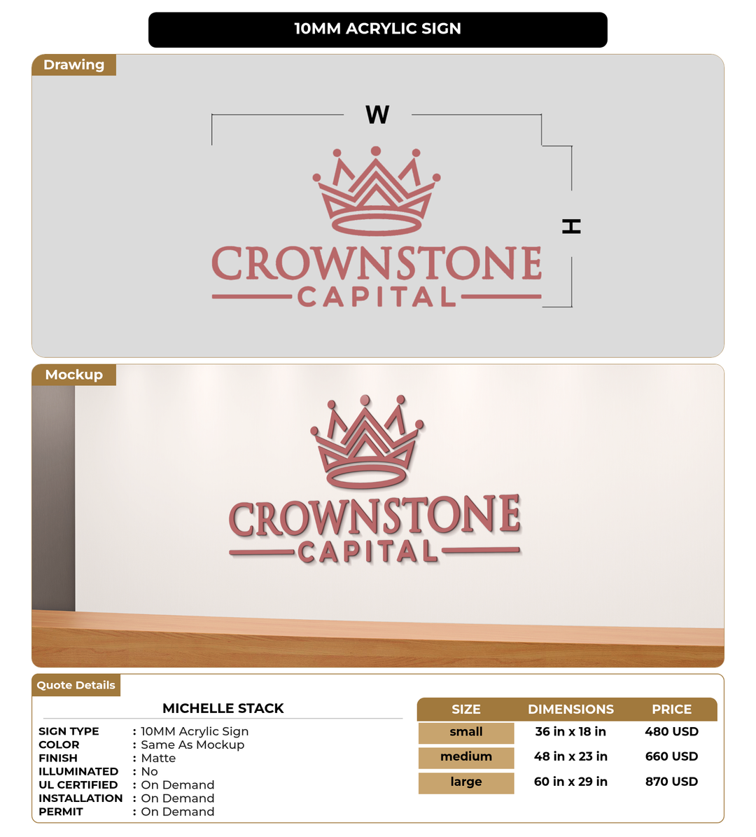 CUSTOM MOCKUP SIGN FOR Michelle Stack