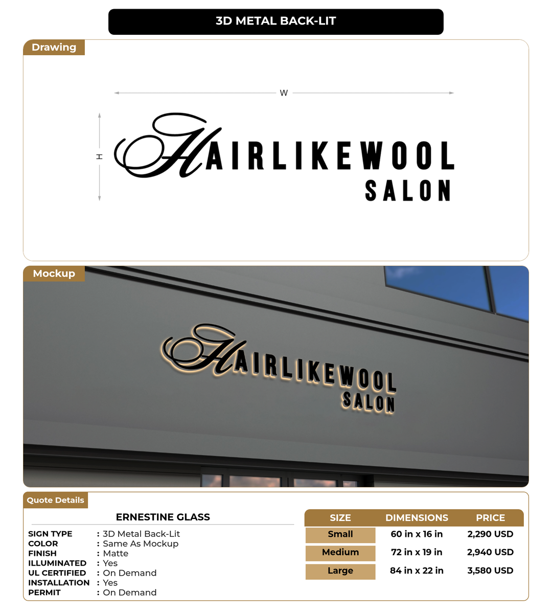 CUSTOM MOCKUP SIGN FOR Ernestine Glass