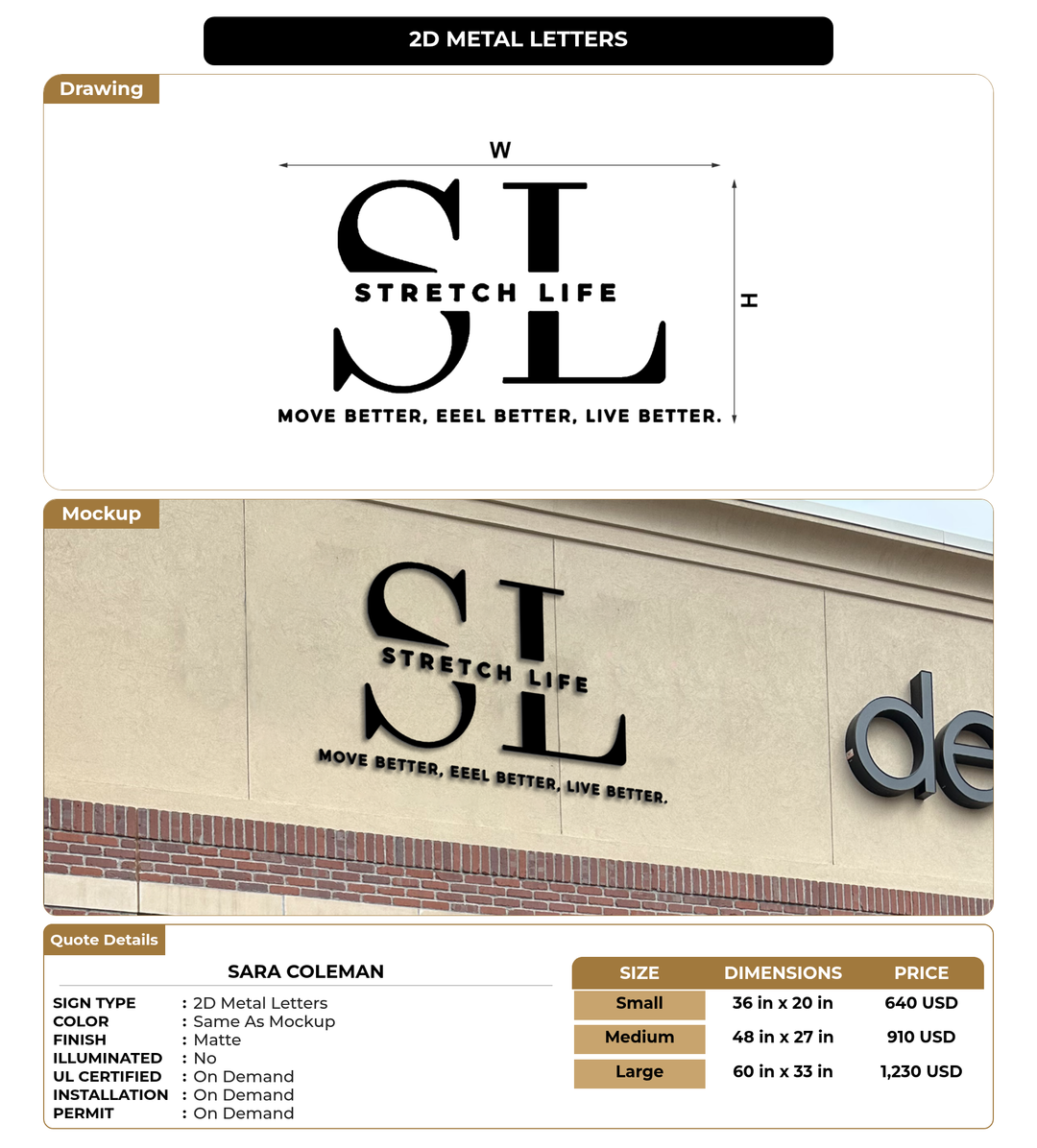 CUSTOM MOCKUP SIGN FOR Sara Coleman