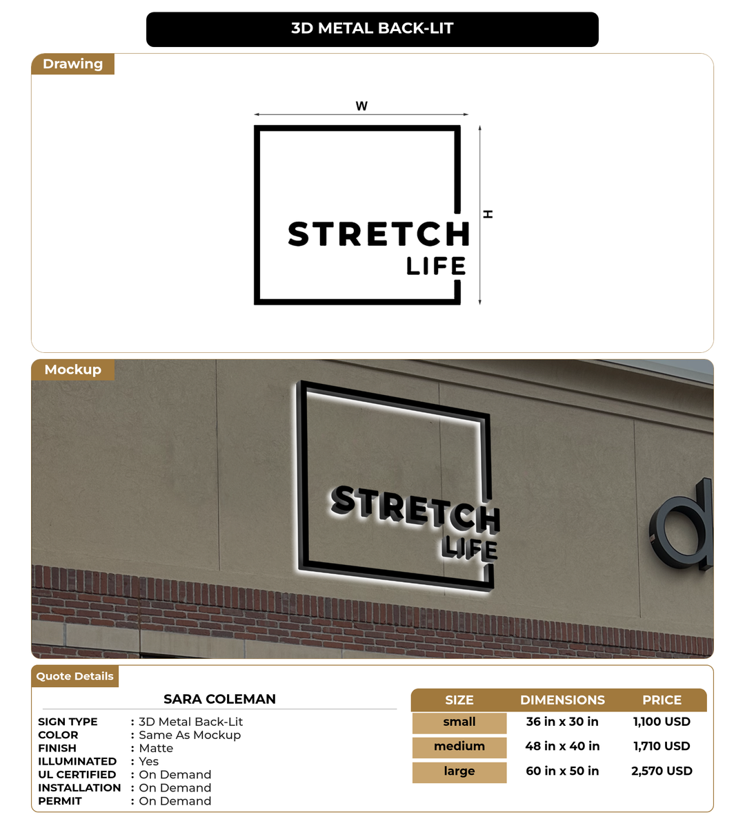 CUSTOM MOCKUP SIGN FOR Sara Coleman