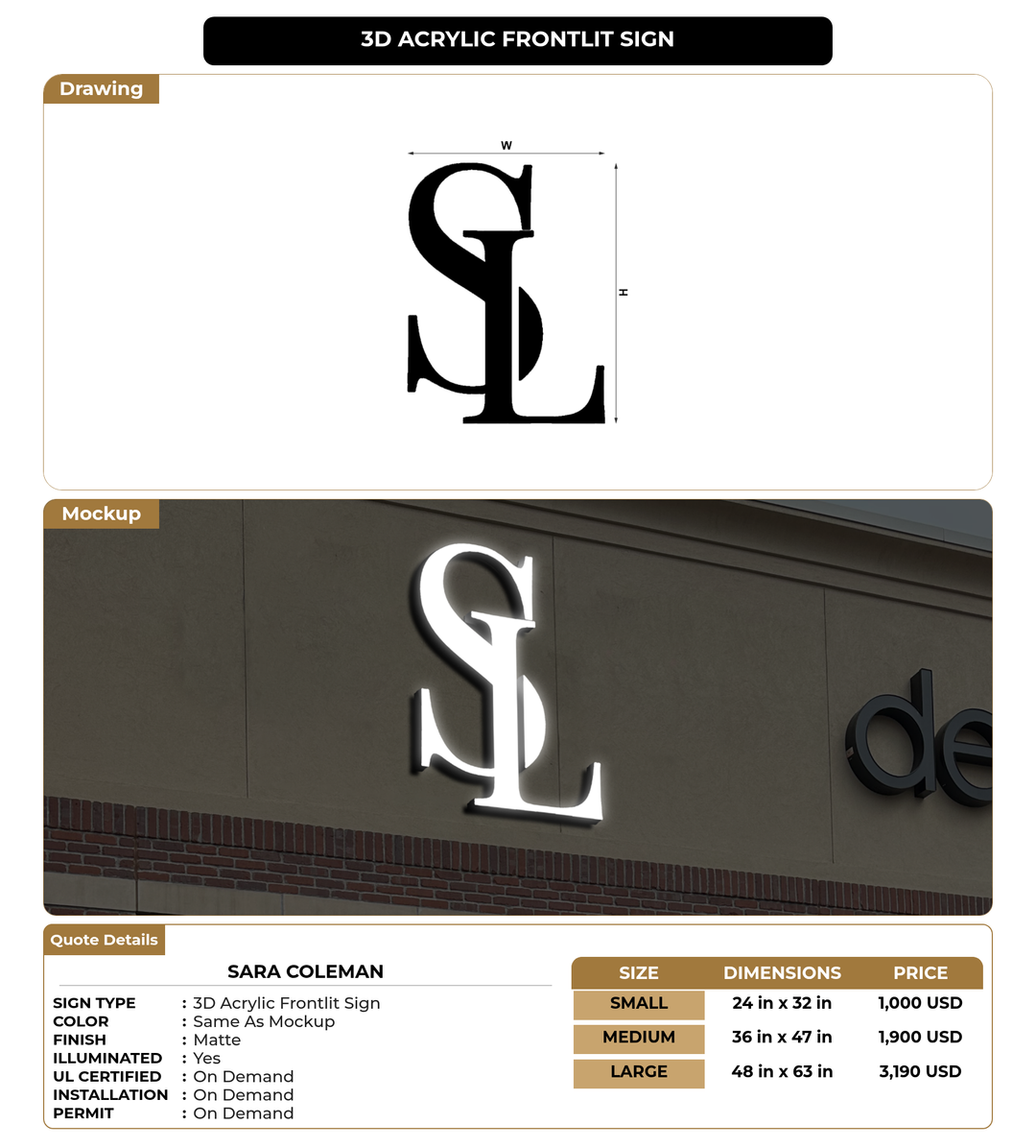 CUSTOM MOCKUP SIGN FOR Sara Coleman