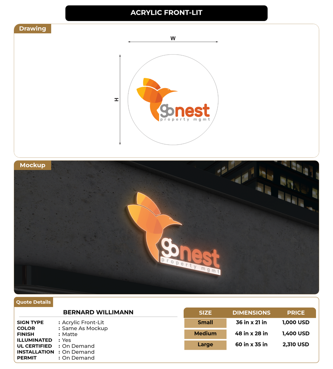 CUSTOM MOCKUP SIGN FOR bernard willimann