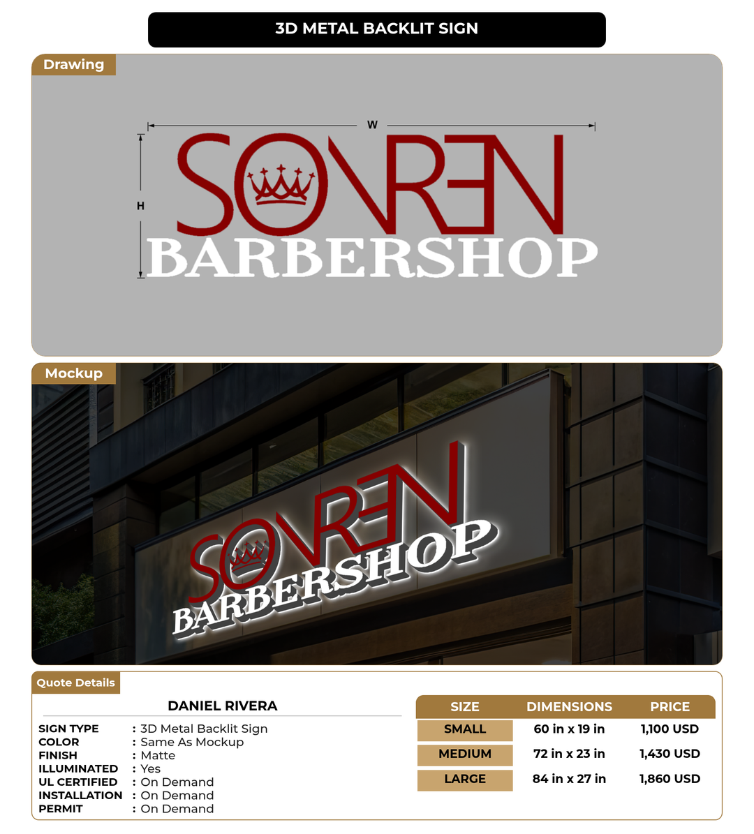CUSTOM MOCKUP SIGN FOR Daniel Rivera
