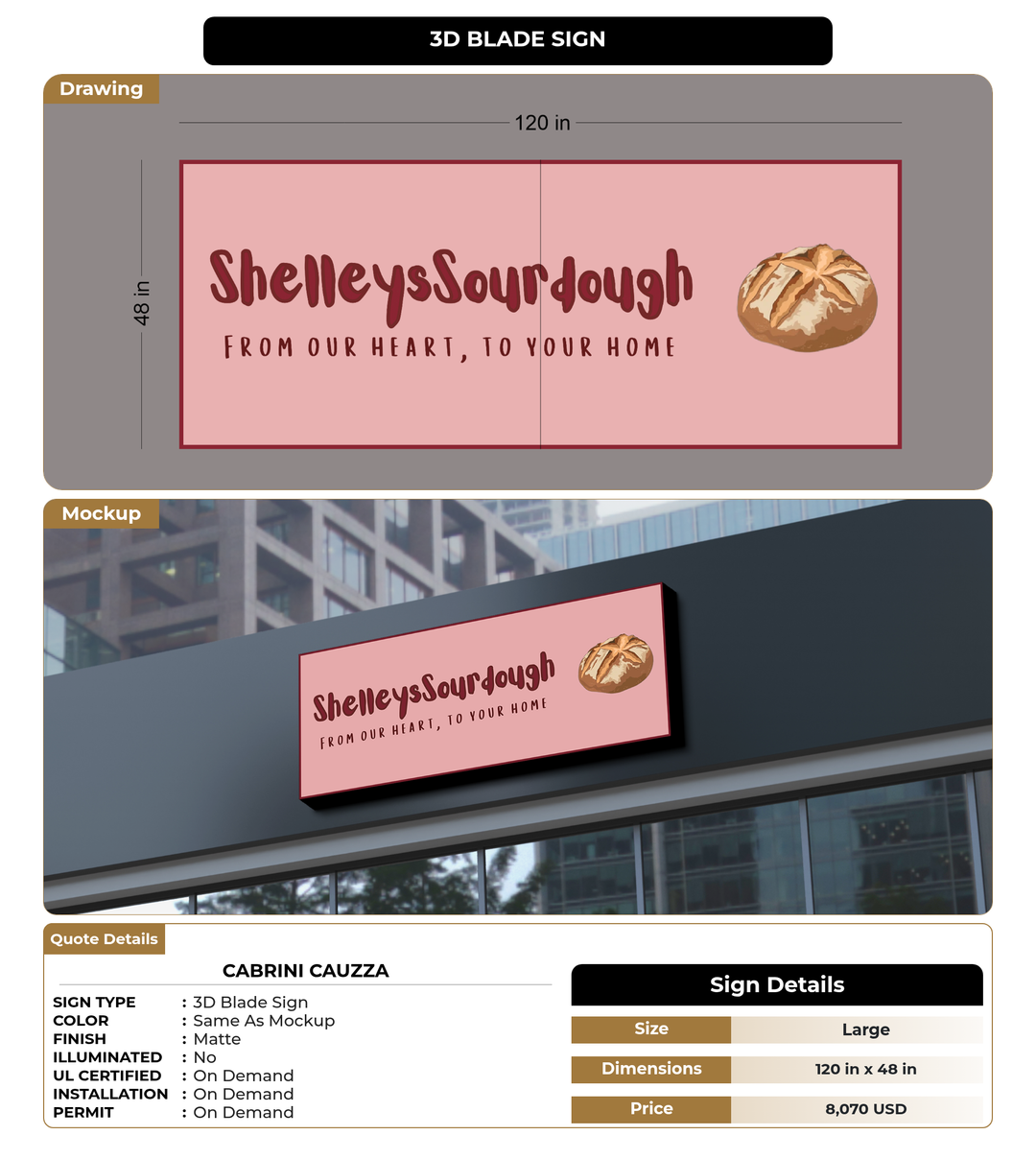 CUSTOM MOCKUP SIGN FOR Cabrini Cauzza