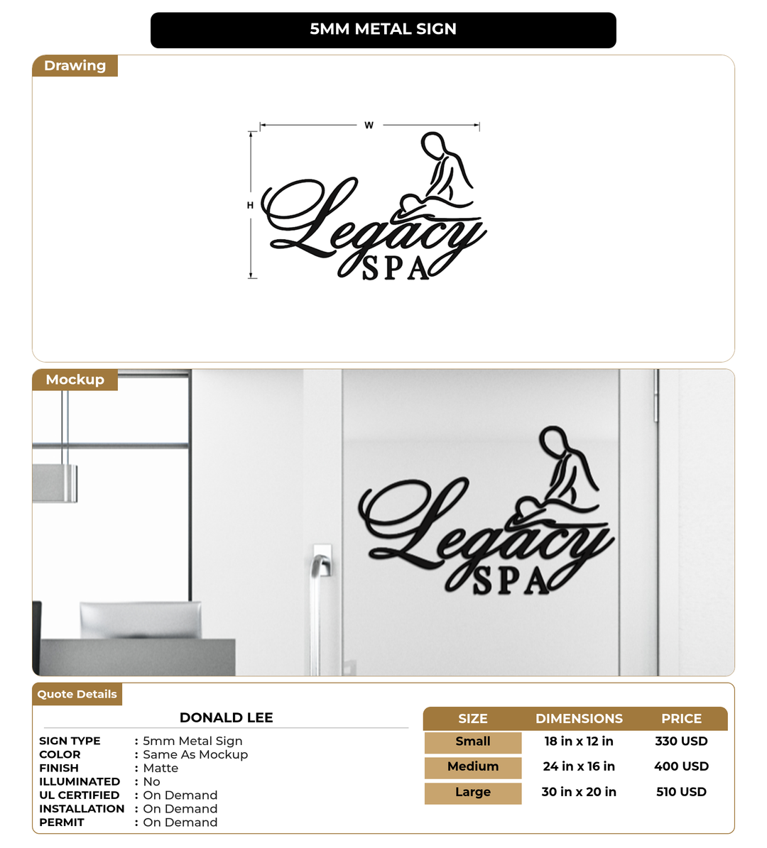 CUSTOM MOCKUP SIGN FOR Donald Lee