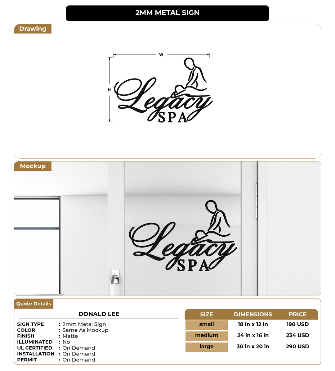 CUSTOM MOCKUP SIGN FOR Donald Lee