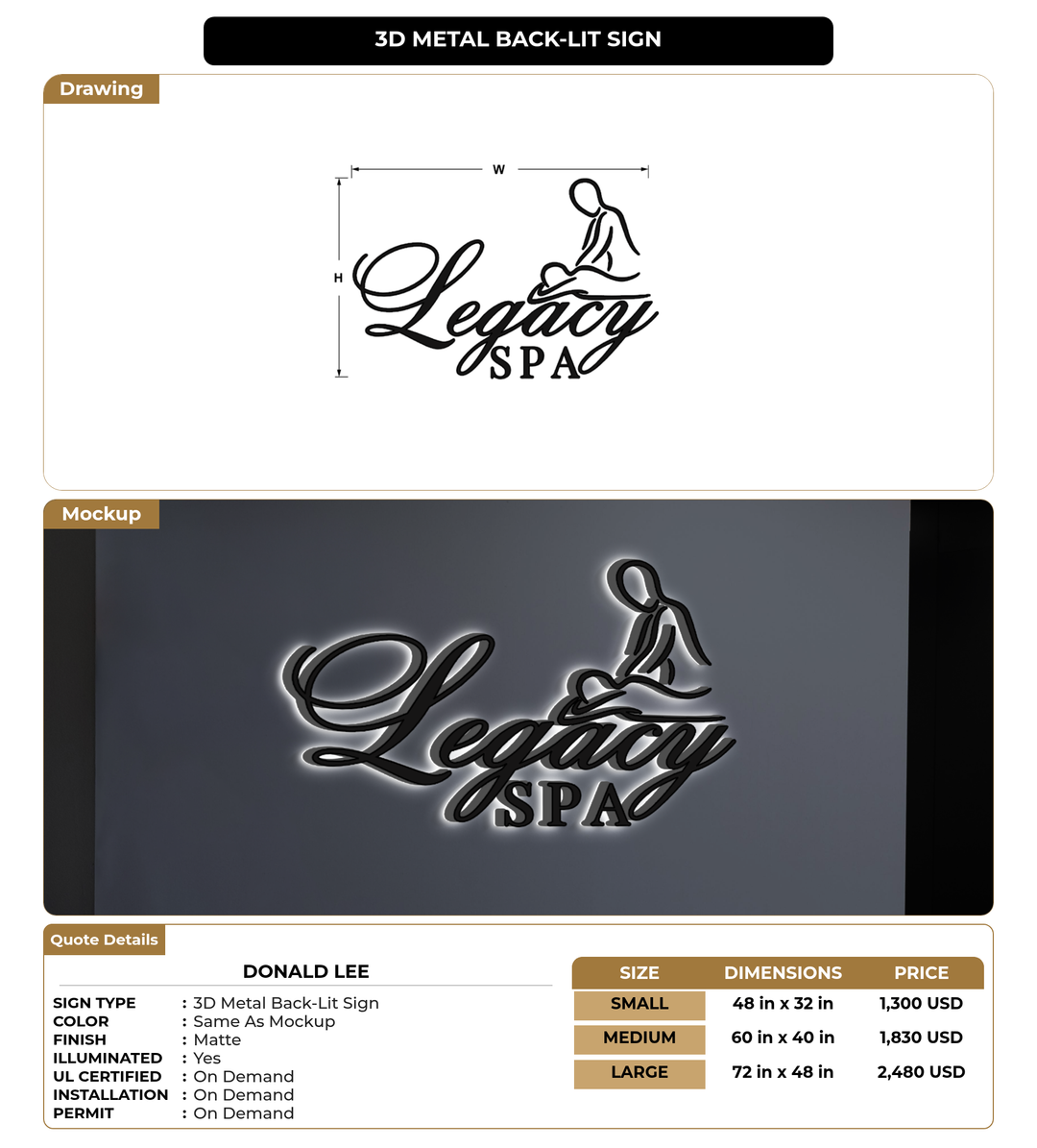 CUSTOM MOCKUP SIGN FOR Donald Lee
