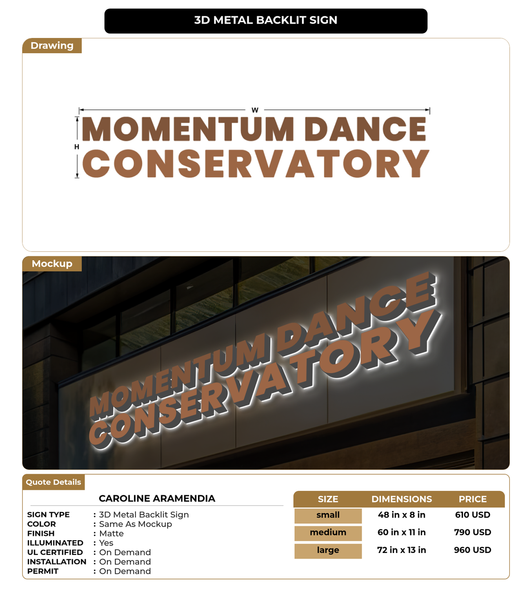 CUSTOM MOCKUP SIGN FOR Caroline Aramendia