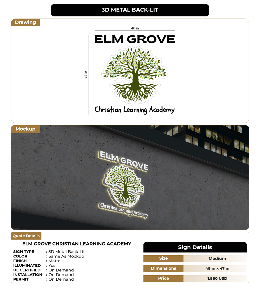 CUSTOM MOCKUP SIGN FOR Elm Grove Christian Learning Academy