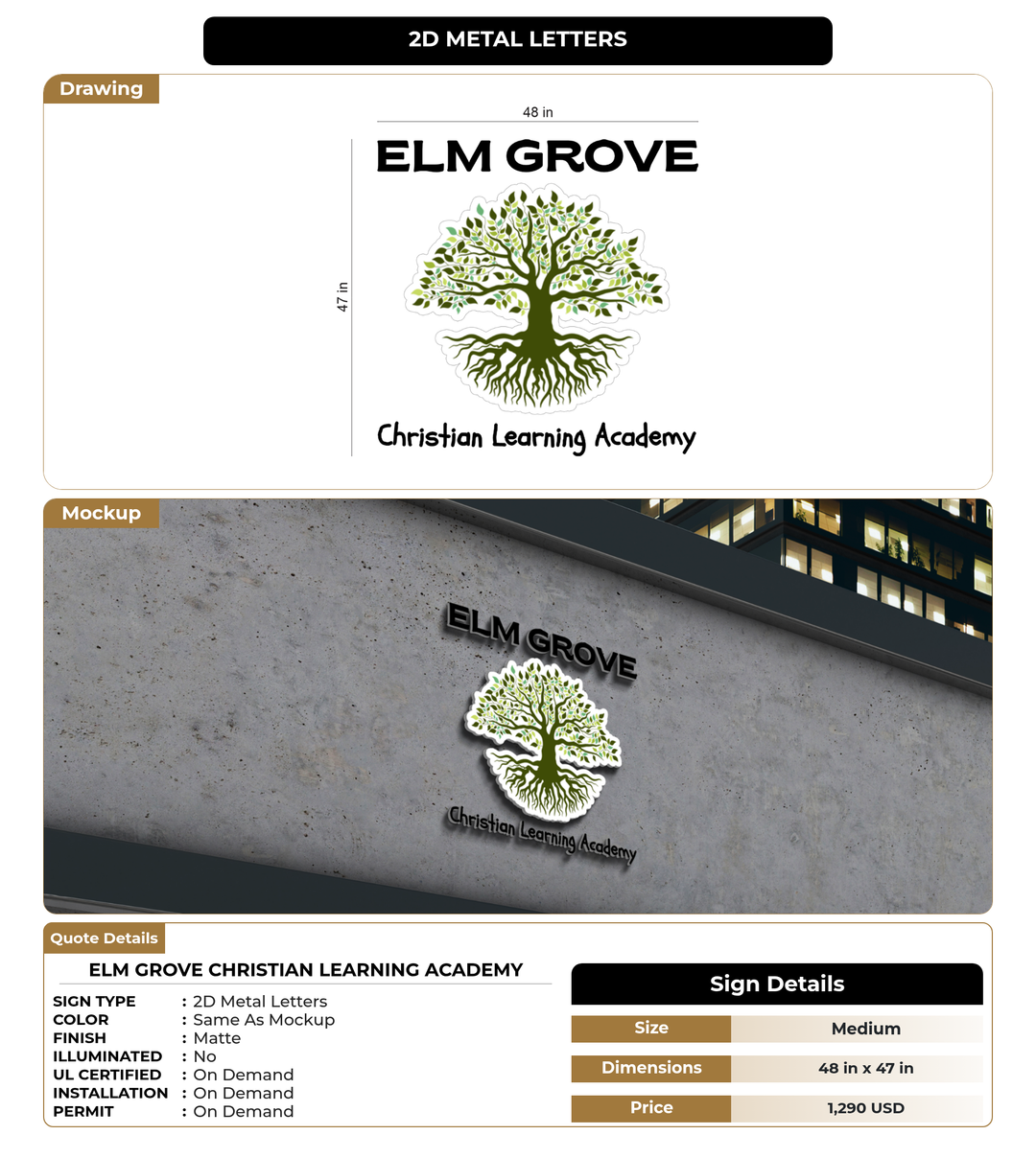 CUSTOM MOCKUP SIGN FOR Elm Grove Christian Learning Academy