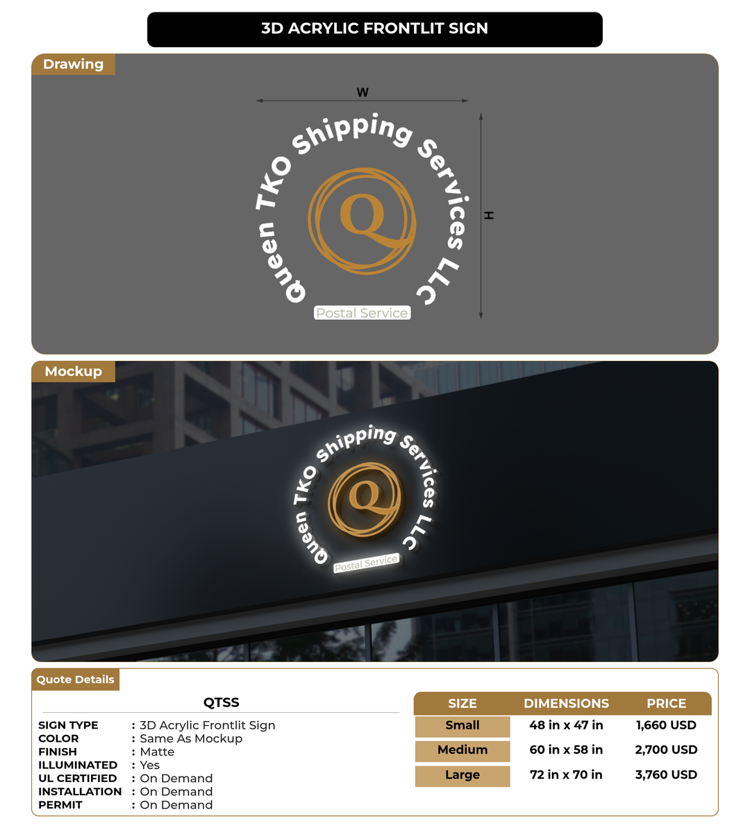 CUSTOM MOCKUP SIGN FOR QTSS