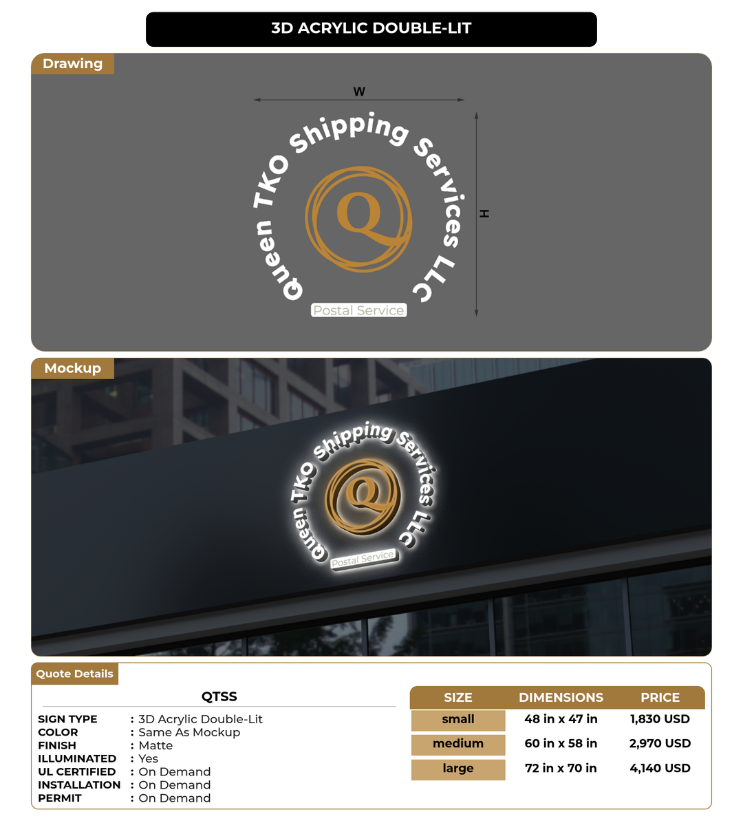 CUSTOM MOCKUP SIGN FOR QTSS