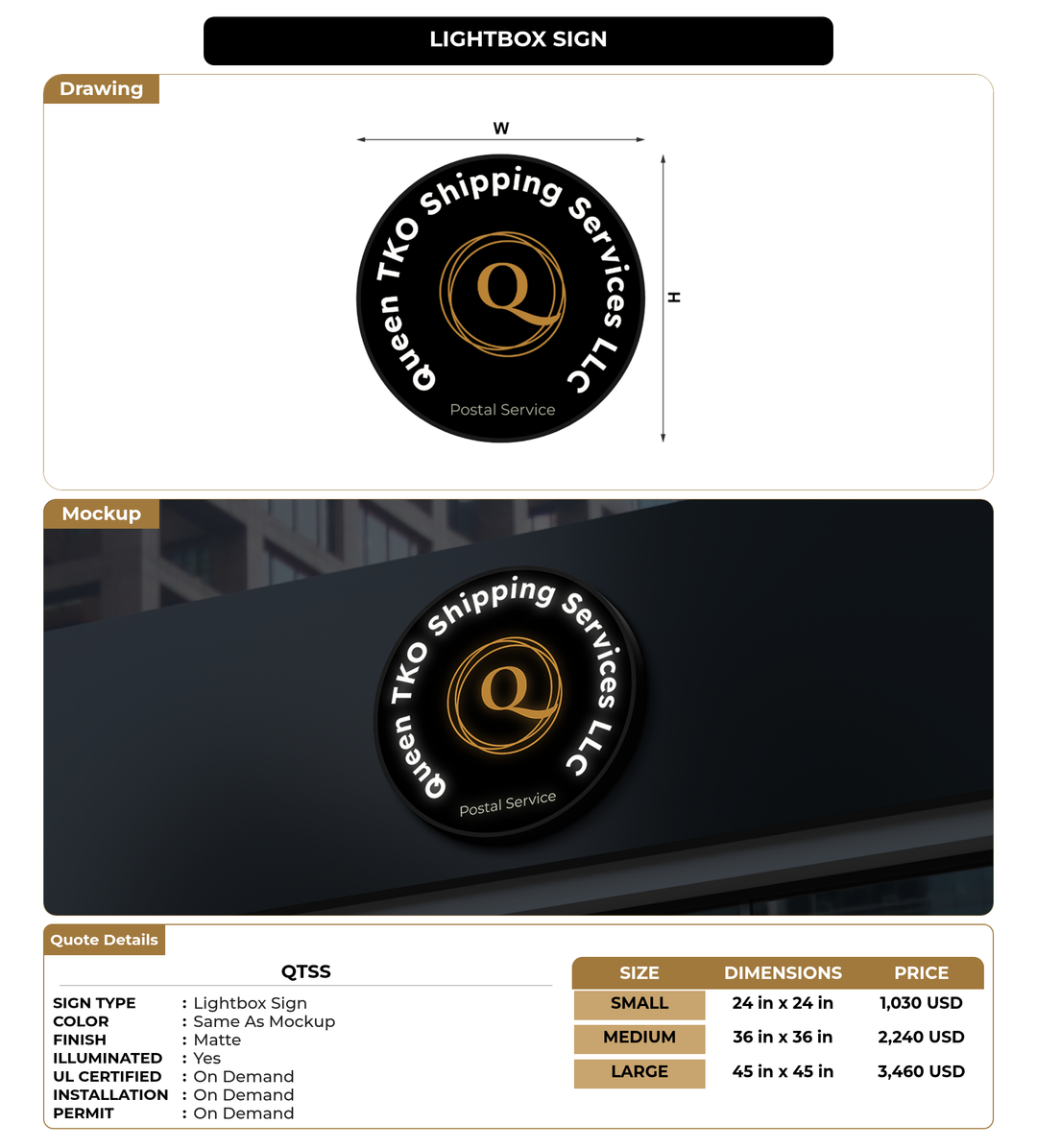 CUSTOM MOCKUP SIGN FOR QTSS
