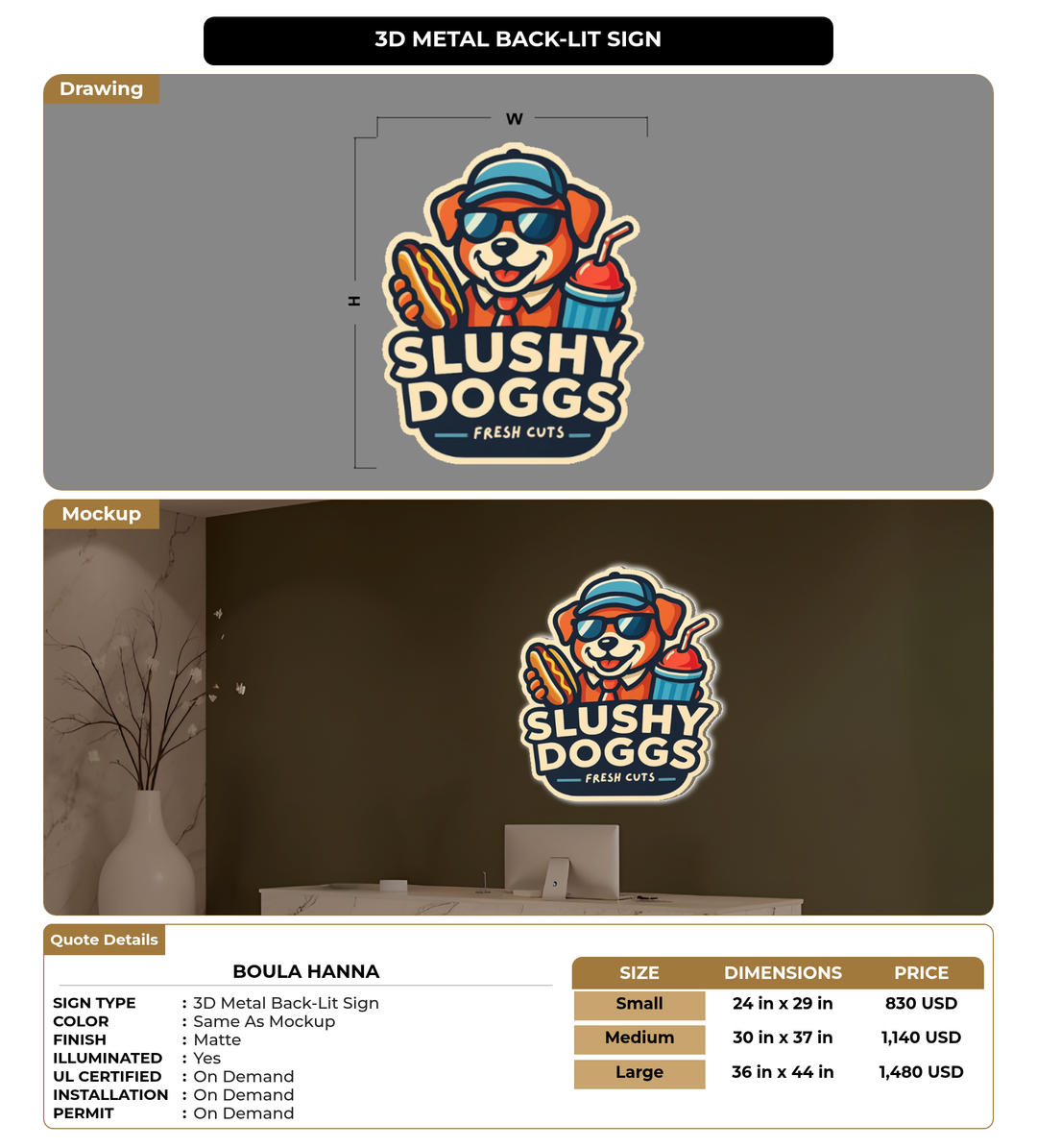 CUSTOM MOCKUP SIGN FOR BOULA HANNA