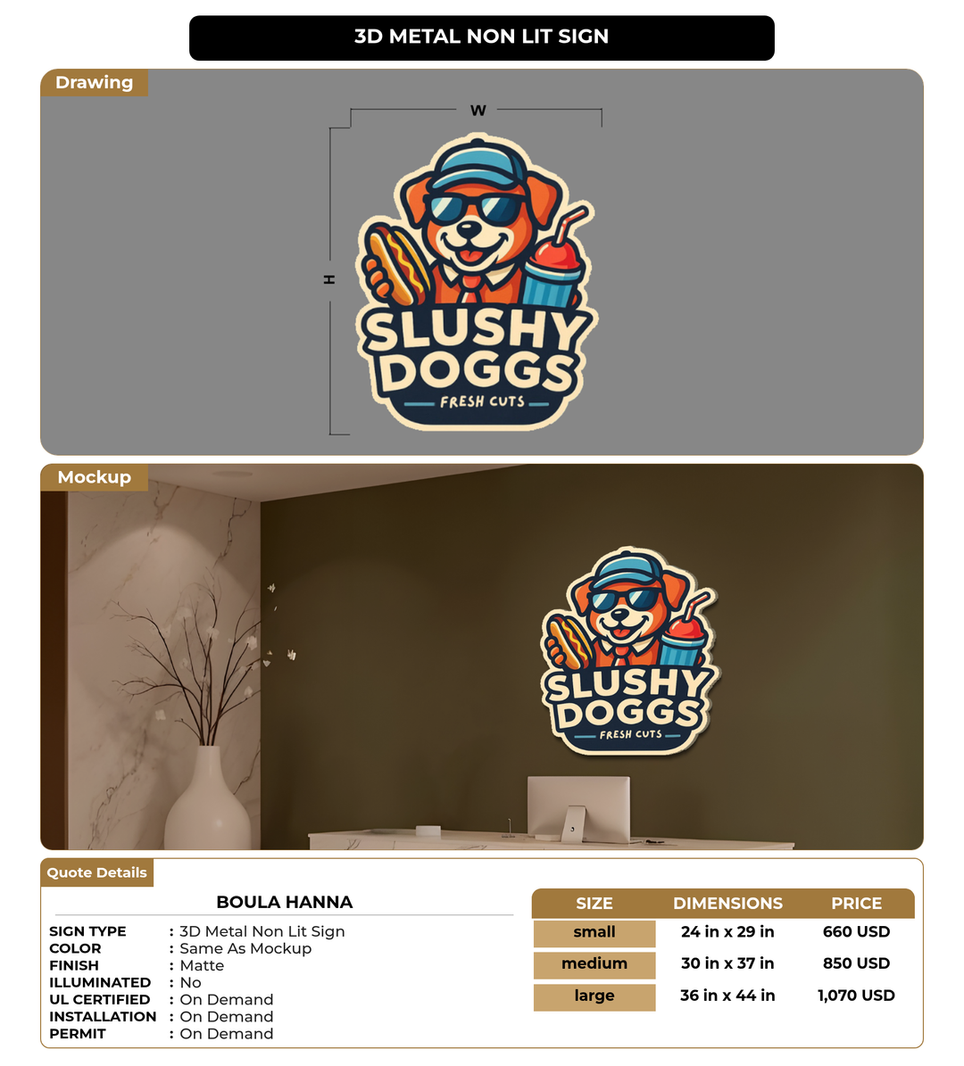 CUSTOM MOCKUP SIGN FOR BOULA HANNA