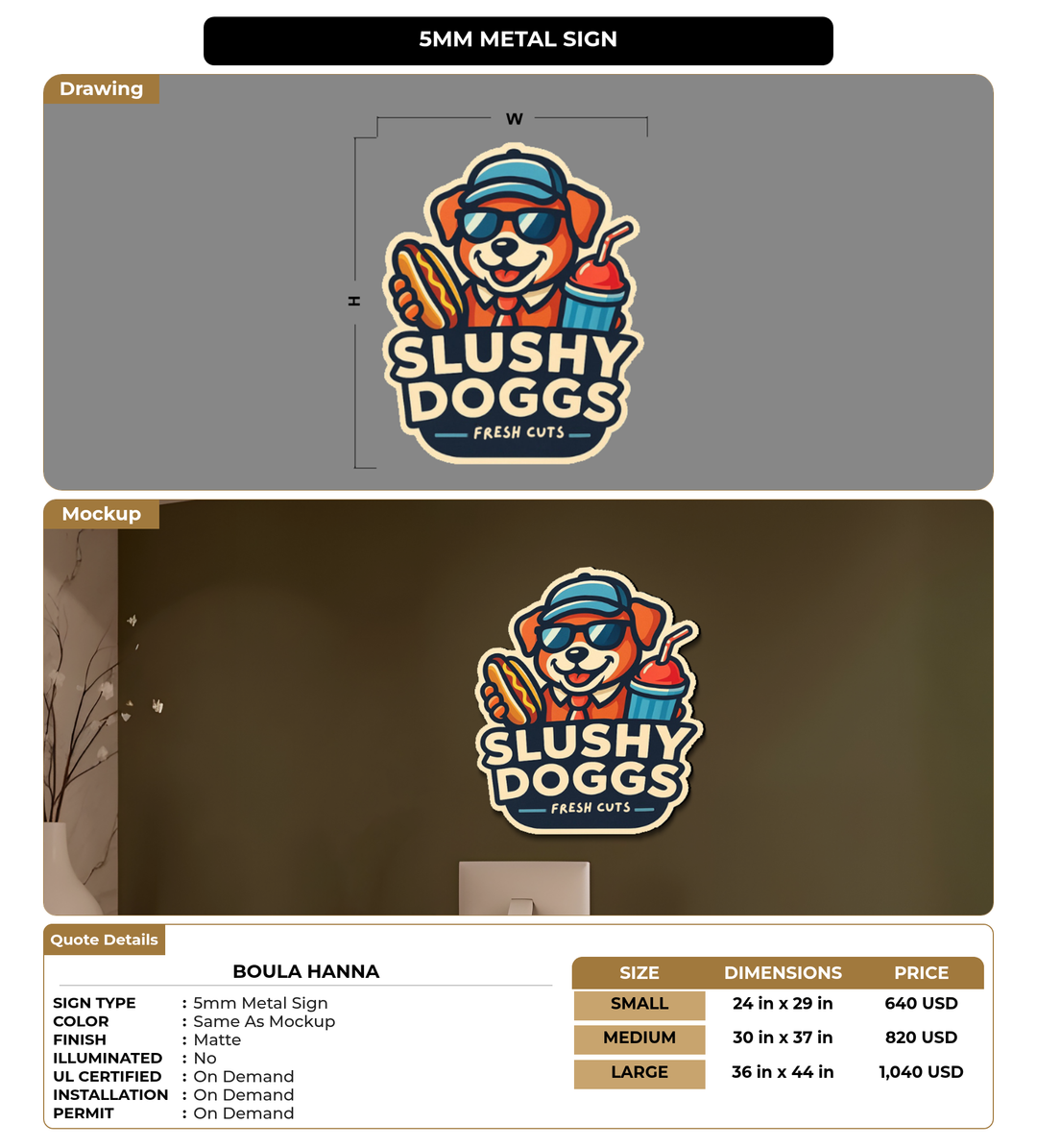 CUSTOM MOCKUP SIGN FOR BOULA HANNA