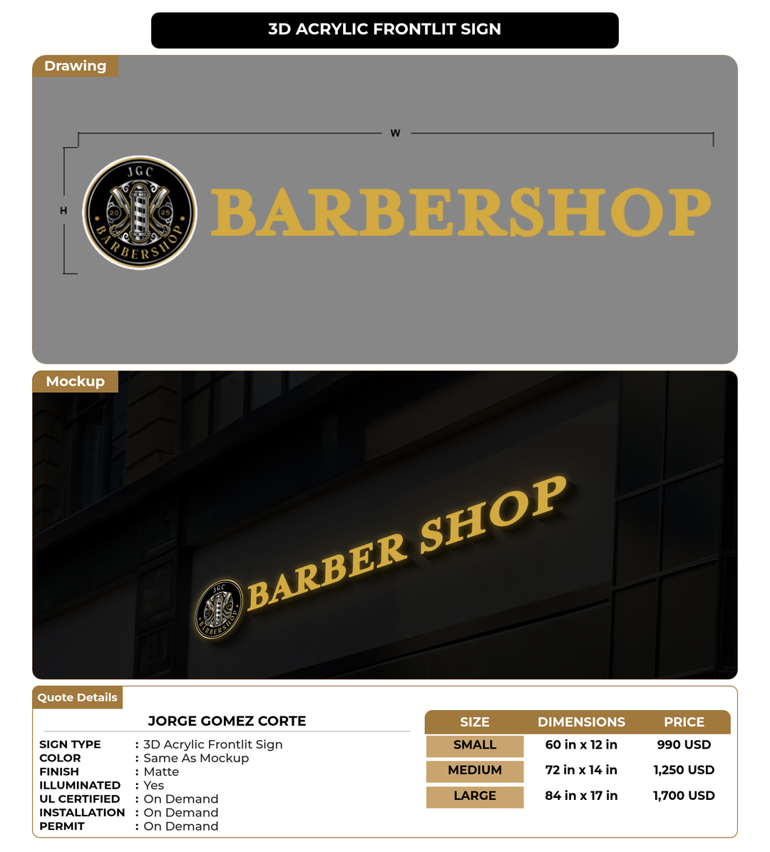 CUSTOM MOCKUP SIGN FOR Jorge Gomez Corte