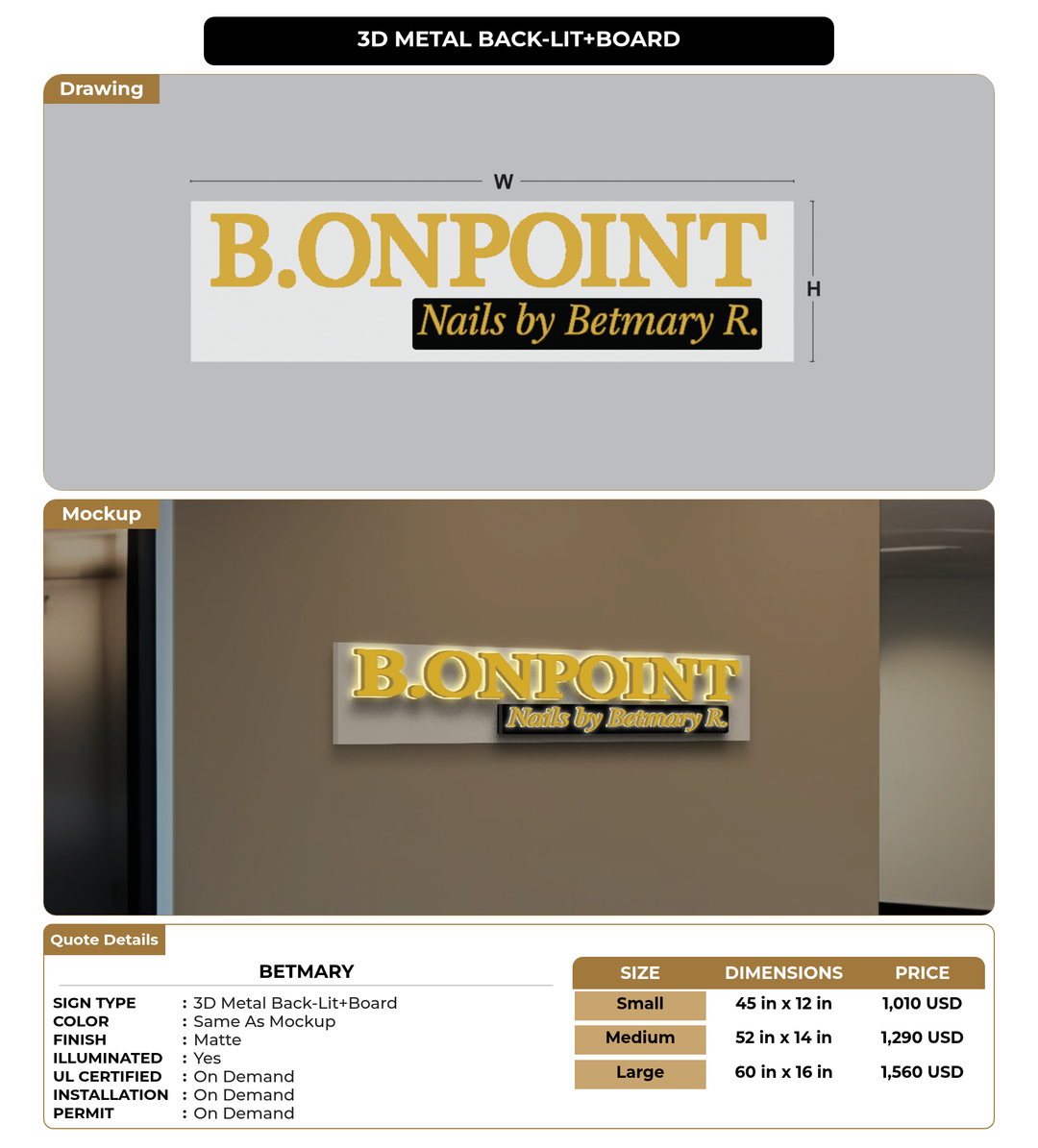 CUSTOM MOCKUP SIGN FOR Betmary
