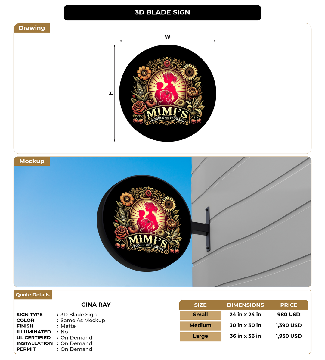 CUSTOM MOCKUP SIGN FOR Gina Ray