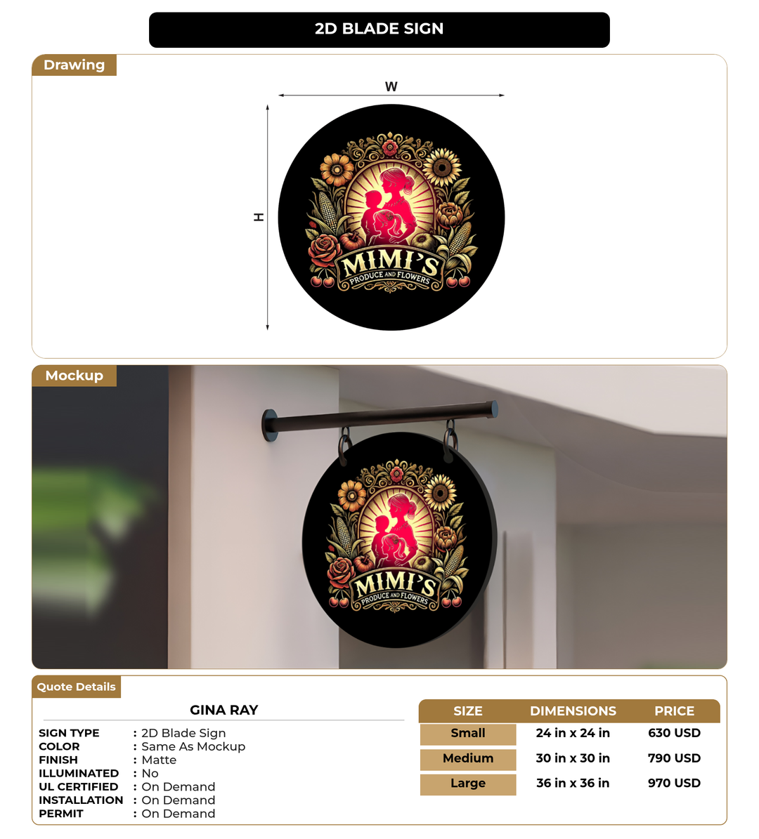 CUSTOM MOCKUP SIGN FOR Gina Ray