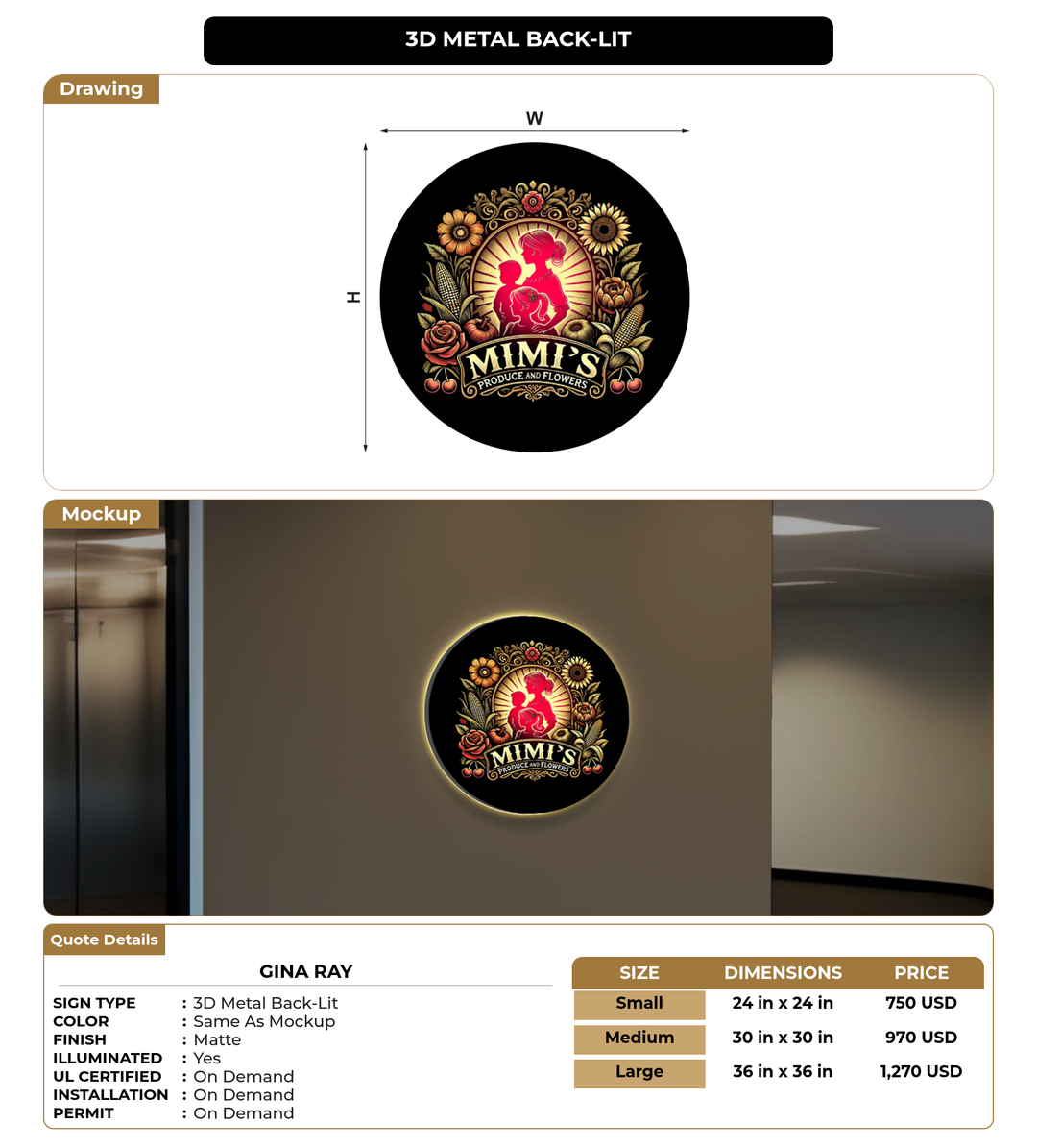 CUSTOM MOCKUP SIGN FOR Gina Ray