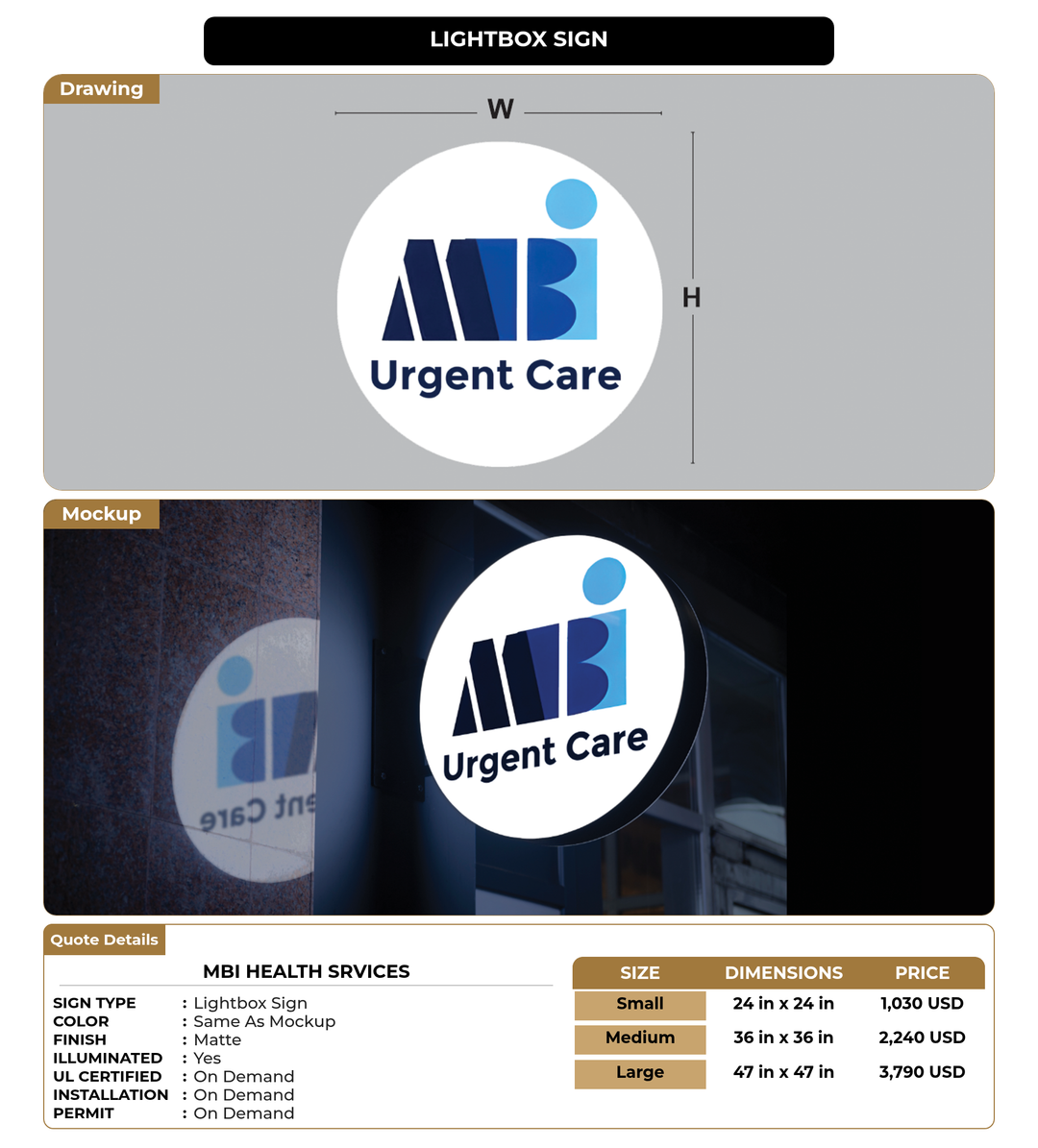 CUSTOM MOCKUP SIGN FOR MBI Health Srvices