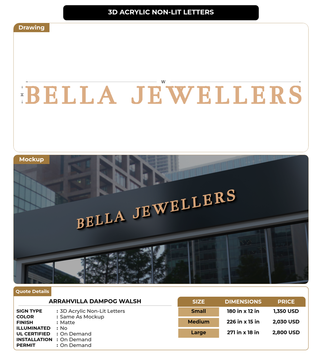 CUSTOM MOCKUP SIGN FOR arrahvilla dampog walsh