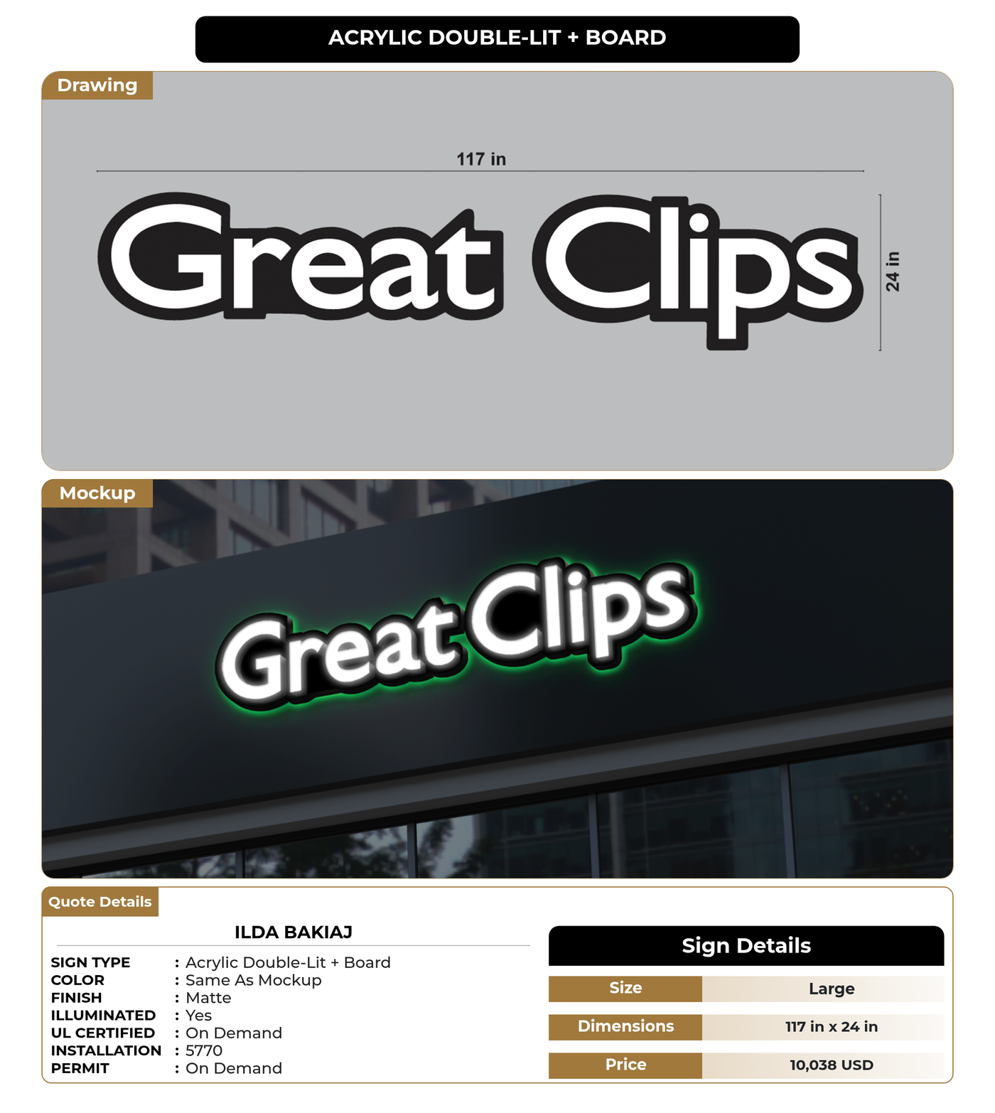 CUSTOM MOCKUP SIGN FOR Ilda Bakiaj