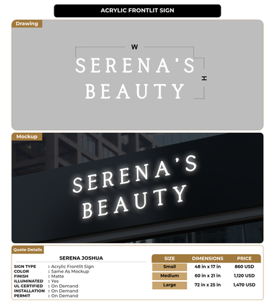CUSTOM MOCKUP SIGN FOR Serena joshua